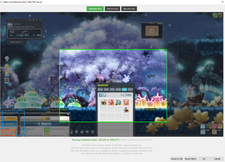 Map changed area selection
